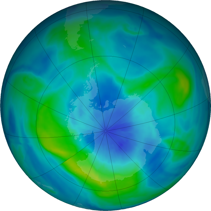 Antarctic ozone map for 23 March 2018